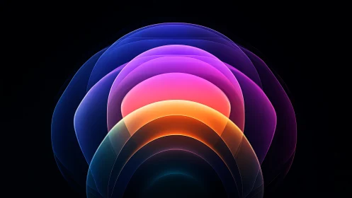 Layered neon arcs forming abstract luminous bloom.