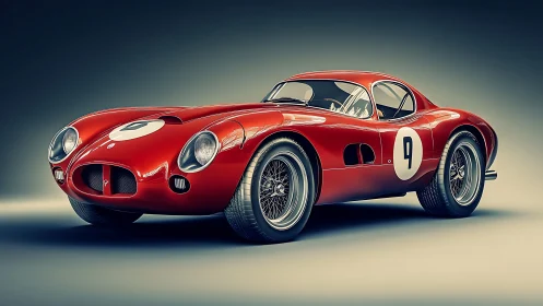Vintage red race car glowing with timeless road‑ready charm.