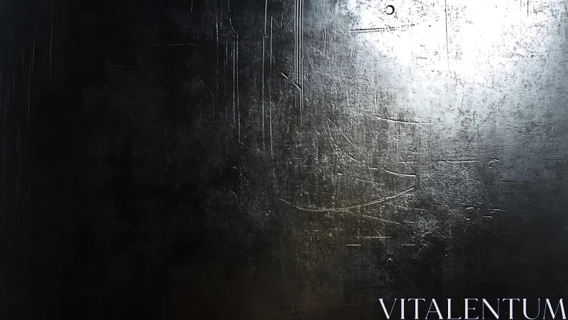 Scratched metallic surface illuminated by dramatic light, abstract style.