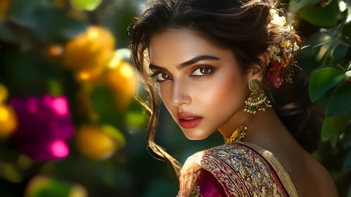 Sunlit garden portrait with golden blooms and quiet wonder.