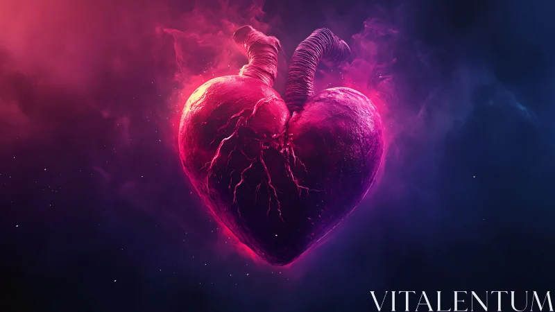 Neon Heart Beats with Divine Power and Surreal Energy