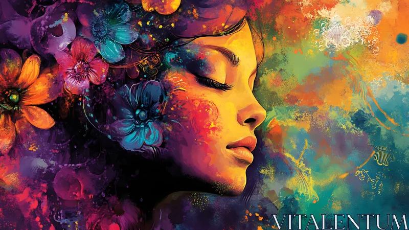 Chromatic portrait fusion with floral-morphing facial topology.