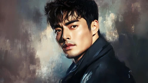 Moody digital portrait captures a man’s intense sidelong gaze.