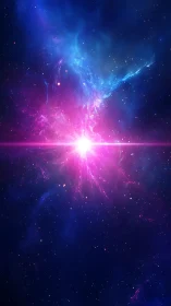 Cosmic nebula burst with radial light core composition.