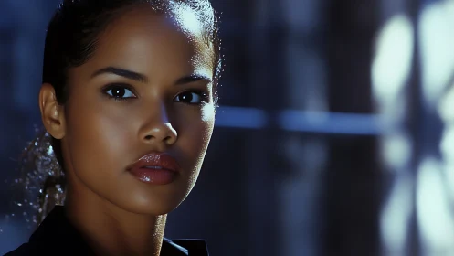 Quiet strength in the city glow, a thoughtful portrait.