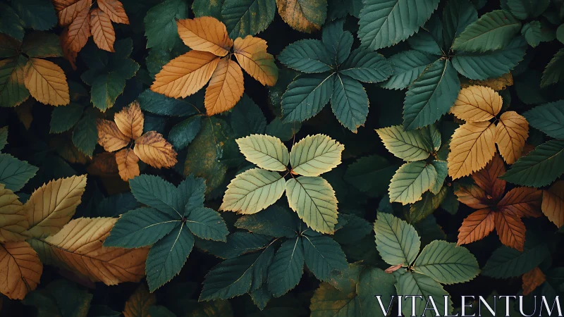 Gentle autumn leaves in soothing shades of gold and green.