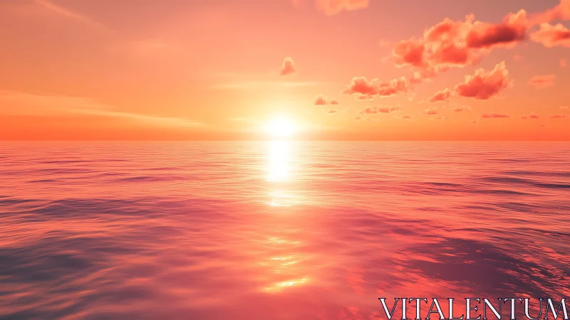 Spectral-gradient ocean horizon at sunset with reflective bloom.