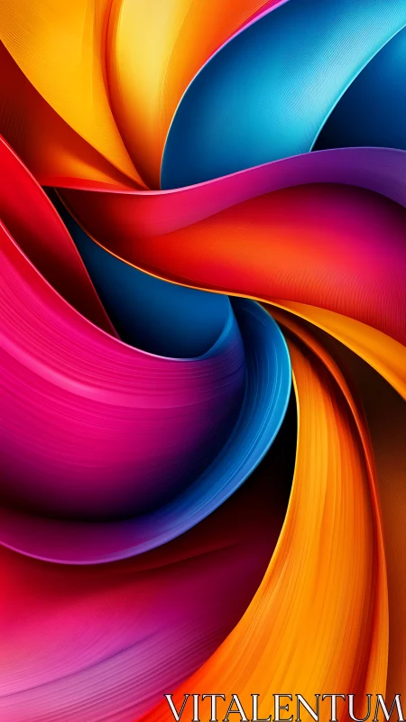 Chromatic ribbon vortex with dynamic curvilinear layering.