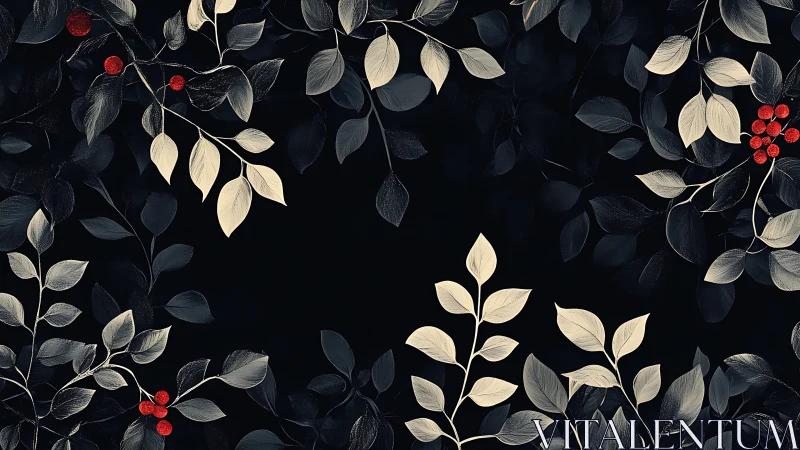 Nocturnal botanical border with pale foliage and red berries