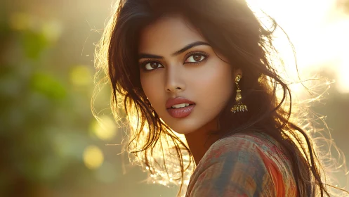 Backlit portrait captures detailed facial contours and warm bokeh