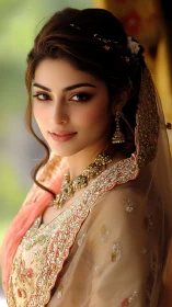 Silk-wrapped serenity turns a bridal glance into quiet fire