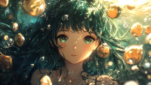 Gentle dreamer drifting through sunlit underwater gold.