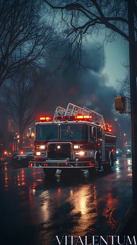 Fire Engine Emergency Response: Nocturnal Urban Operations in Atmospheric Precipitation