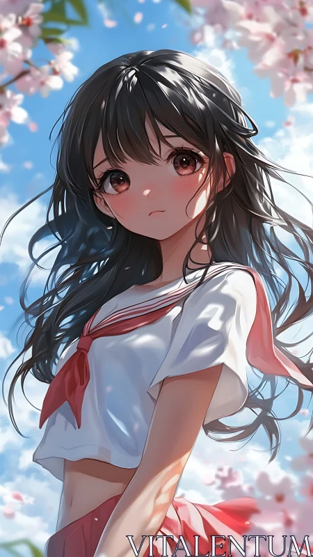 High-resolution anime portrait under diffuse spring skylight.