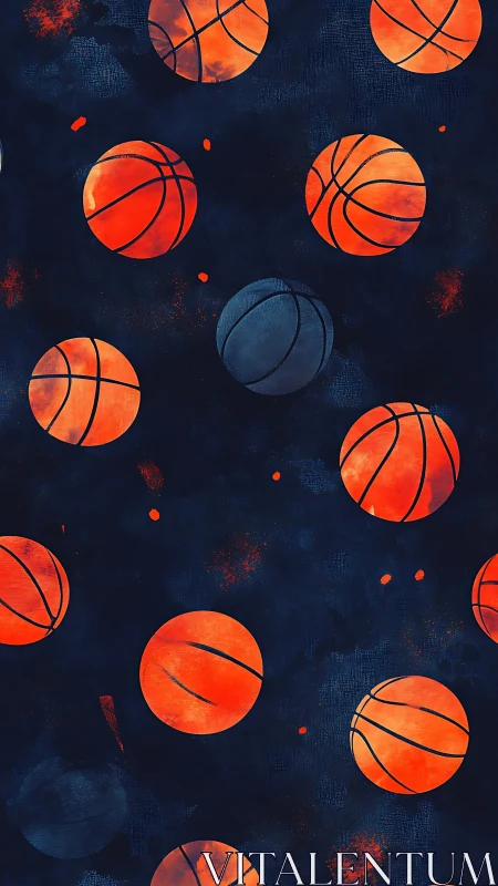 Basketball pattern glows over deep indigo textured field.