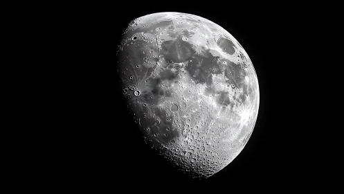 Silver crescent titan draped in shadow and cratered light.