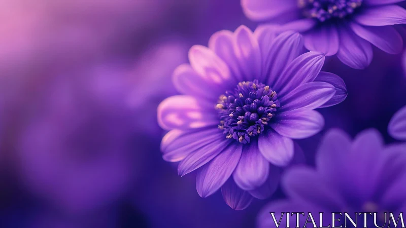 Violet Reverie: Purple Daisy Petals Dissolve Into Amethyst Dreams.