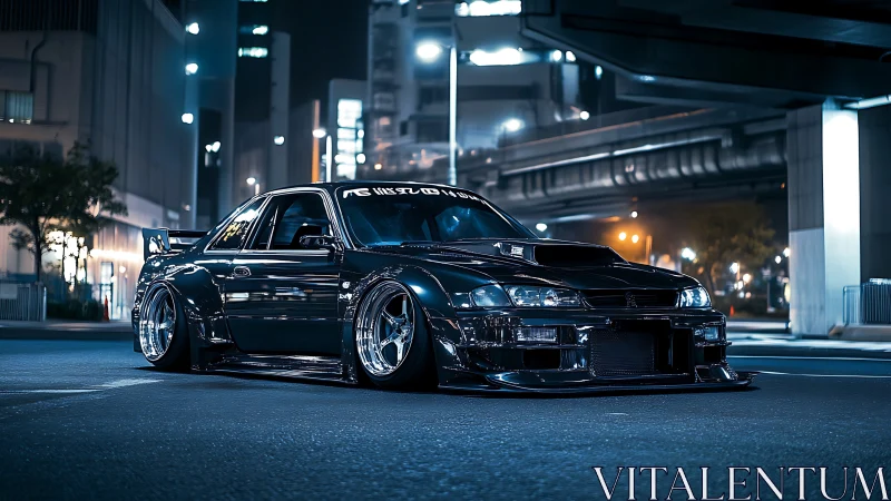 Midnight drift machine prowls neon-slicked city canyons.