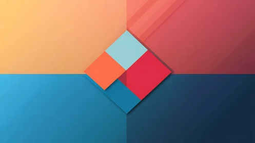 Geometric color blocks with overlapping diamond composition.