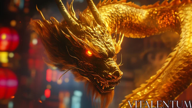 Golden dragon spirit coils through glowing night city lights