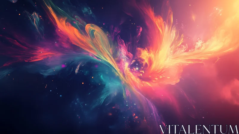 Nebular chromatic vortex in symmetric digital painting field.