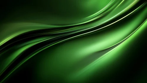 Smooth Green Abstract Waves Digital Art Background.