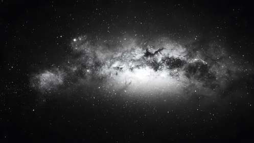 Soft starlit river of the galaxy drifting through black space.