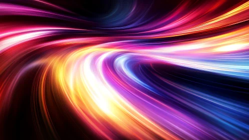 Vivid light trails stream into a glowing cosmic vortex