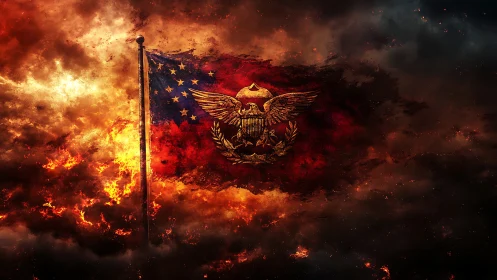 Powerful Symbolism Amidst Flames and Sky.