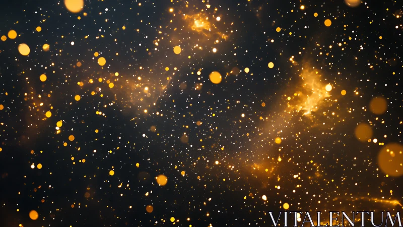 Golden stardust drifting through a dreamy night sky.