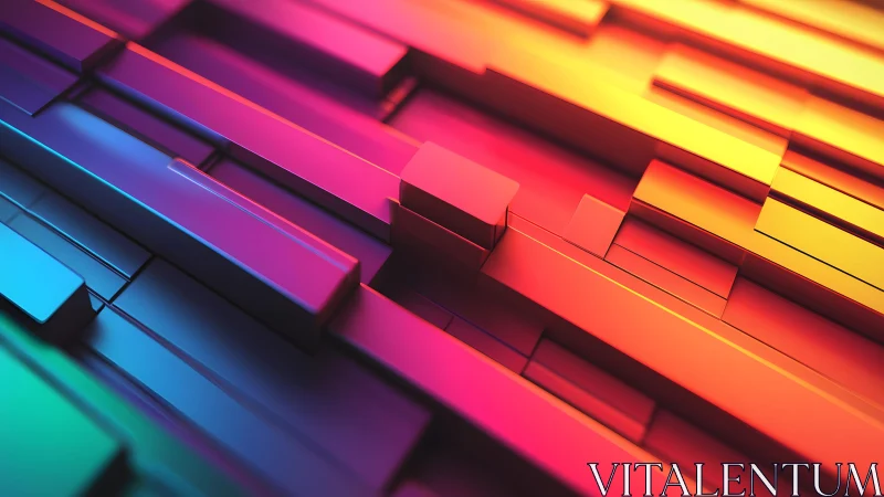 Vibrant 3D geometric blocks in neon gradient abstract style.