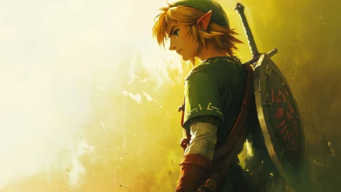 Heroic elf warrior rendered in high-saturation digital brushwork