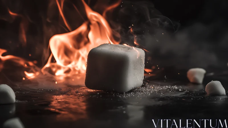 Marshmallow Over Campfire Flames.