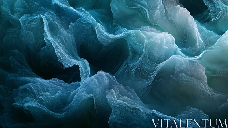 3D volumetric oceanic folds with crystalline wave structures.