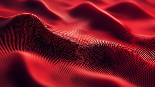 3D volumetric red mesh surface with flowing wave topology.