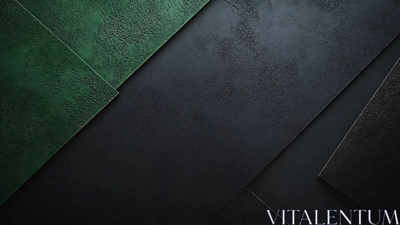 Emerald panels drift over obsidian planes in quiet balance.