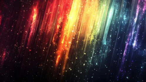 Vibrant abstract light streaks in rainbow colors digital art.