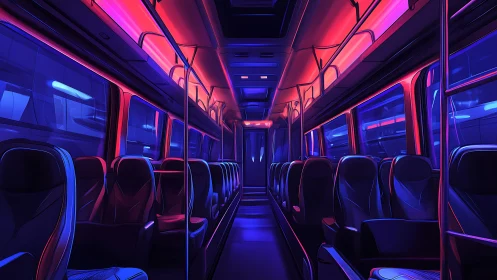 Neon Nocturne Carriage on a Quiet Cyber Metro Night.