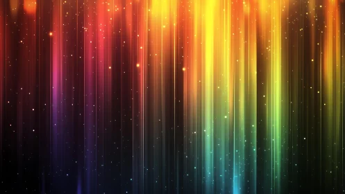 Vibrant colorful light streaks on dark background, digital abstract art.