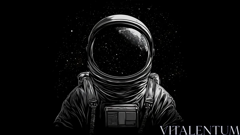 Monochrome extravehicular suit with lunar-reflective visor study.