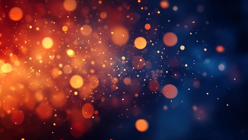 Abstract glowing bokeh lights on dark background, digital art style.