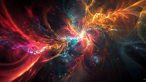 Cosmic ribbons collide and weave a newborn nebula heart