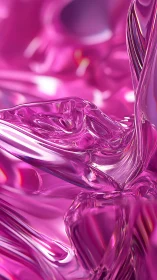Shimmering pink glass flows in soft liquid-like curves