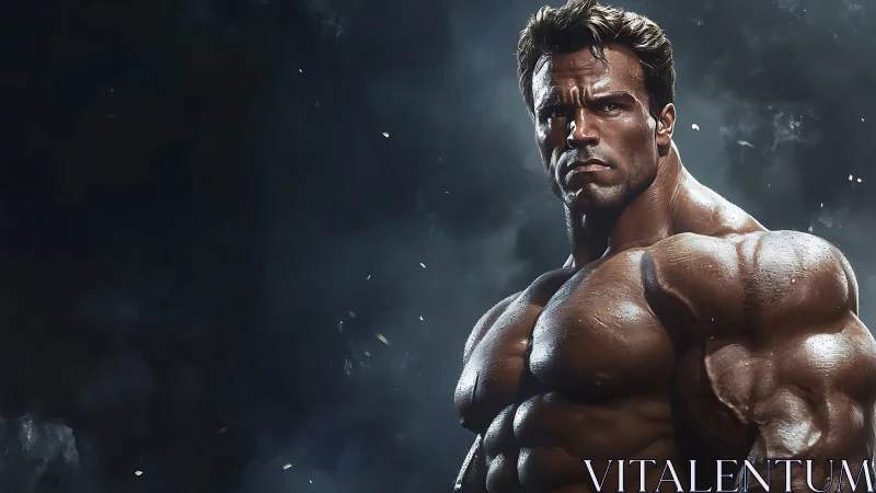 Stormlit titan of muscle staring down the dark horizon.