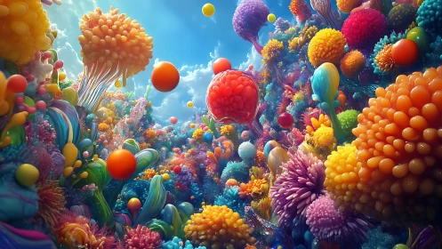 Candy-reef daydream blooms under a luminous skyward tide