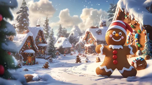 Gingerbread villagers waltz through a sugar snow morning