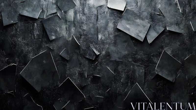 Abstract black textured wall with layered geometric shapes.