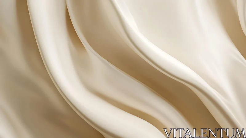 Flowing Cream Silk Fabric Close-Up in Soft Abstract Style.