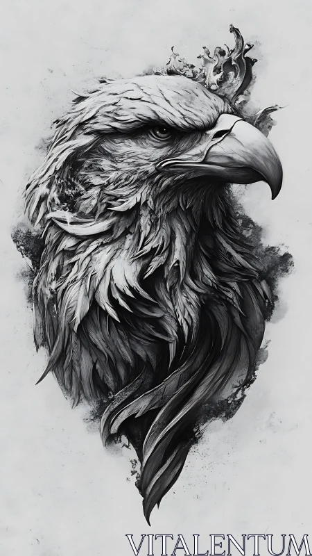 Monochrome stormborn eagle crowned in ink and shadow.