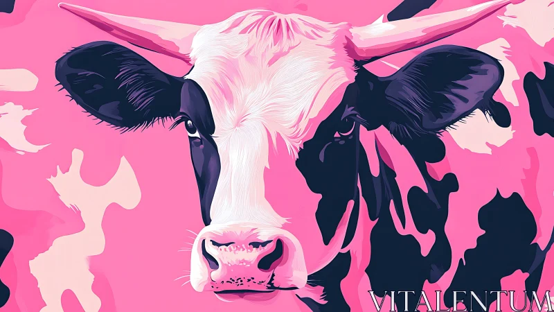 Bold pop-art dairy portrait in neon pink palette.